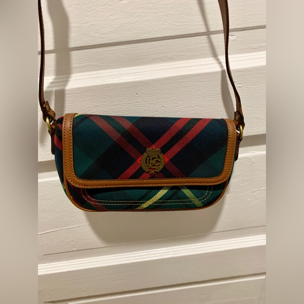 Green plaid crossbody bag